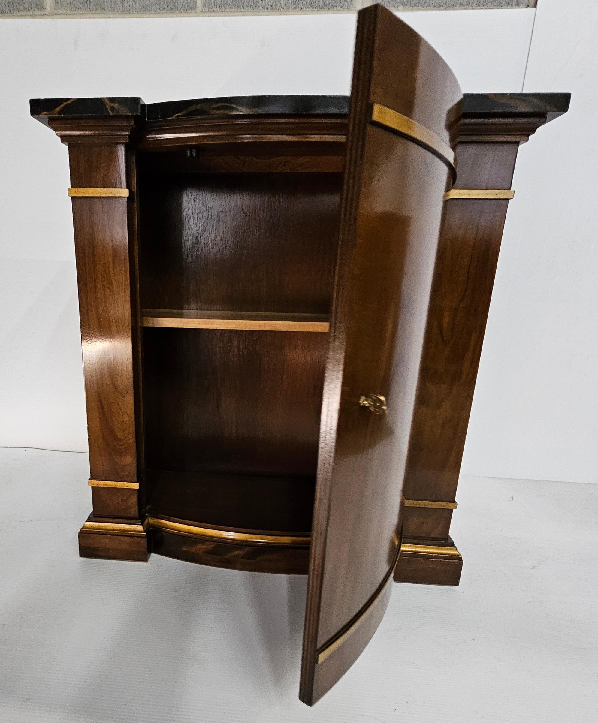 20th Century Neoclassical Partial Gilt Decorated Fruitwood & Faux Marble Top Console Cabinet For Sale