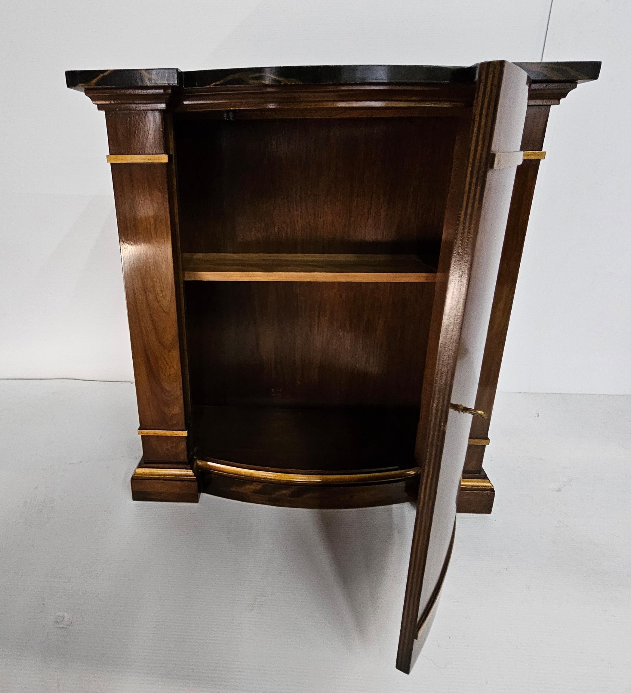 Ormolu Neoclassical Partial Gilt Decorated Fruitwood & Faux Marble Top Console Cabinet For Sale