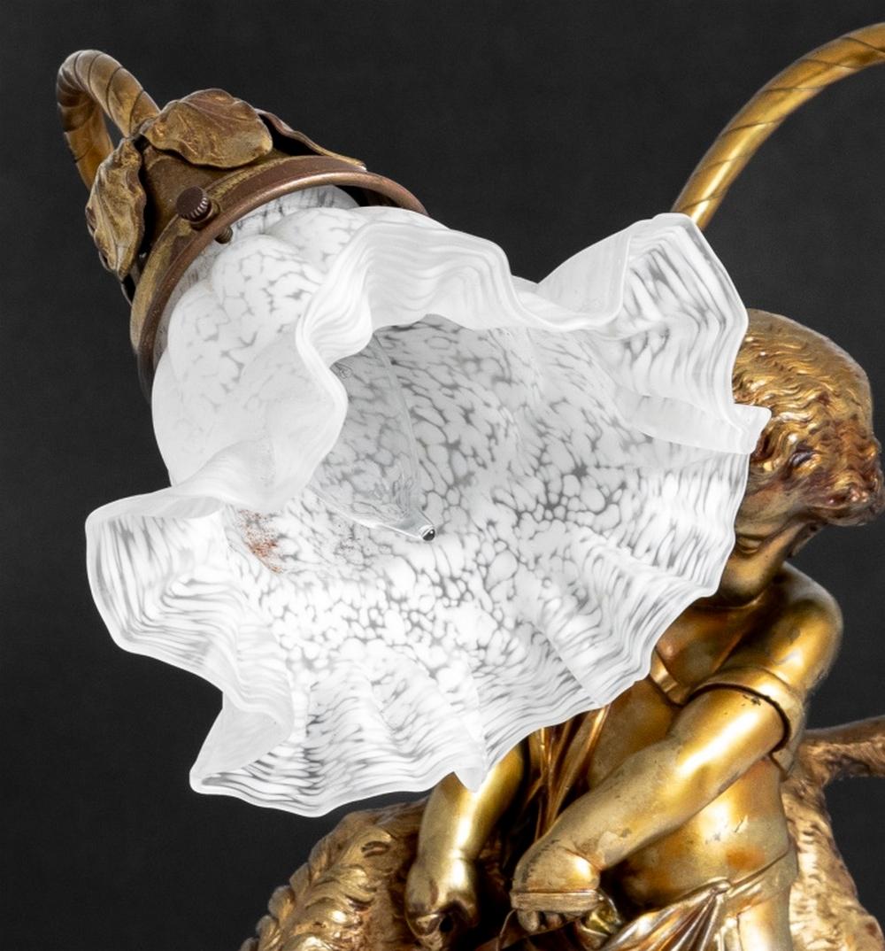 Neoclassical Patinated Bronze Figural Lamp In Good Condition For Sale In Astoria, NY