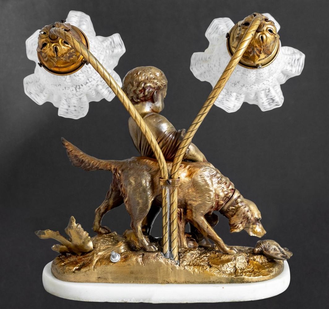 19th Century Neoclassical Patinated Bronze Figural Lamp For Sale