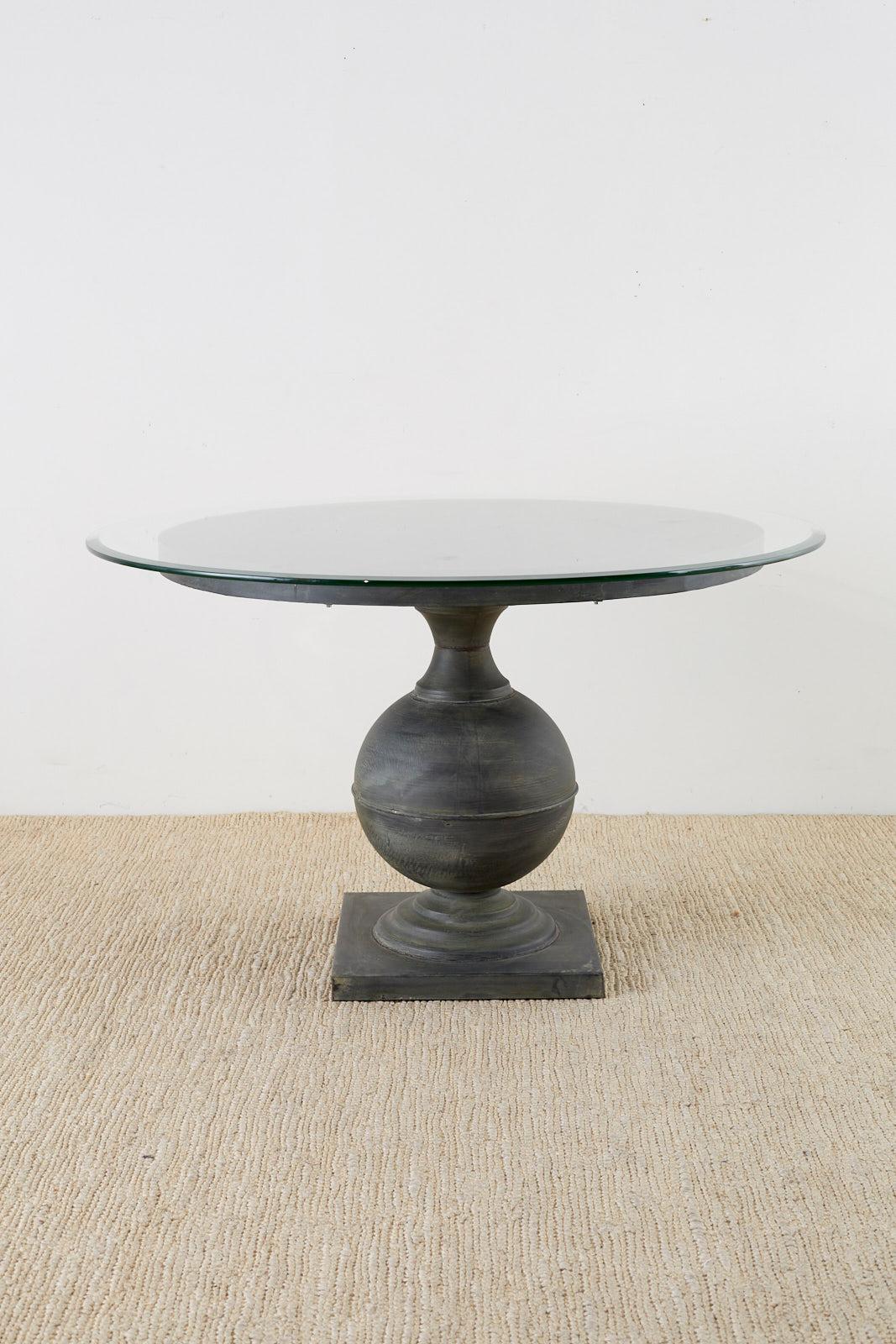 Neoclassical Patinated Metal Pedestal Dining or Centre Table In Good Condition In Rio Vista, CA