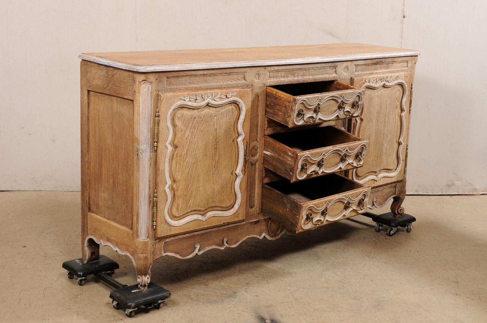 French Neoclassic Bleached-Oak Buffet w/Center Drawers from France For Sale
