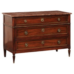 Neoclassical Period French Commode w/Marble Top & Brass Trimmings