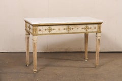 Neoclassical Period French Console w/Original White Marble Top & Finish