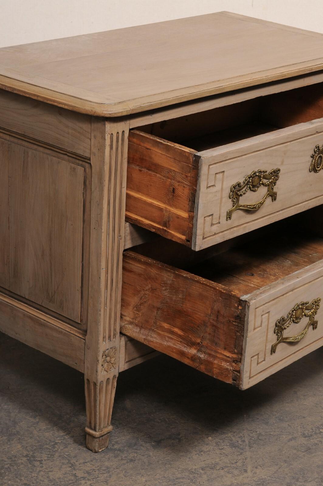 19th Century Neoclassical Period French Two-Drawer Commode w/Elaborate Hardware For Sale