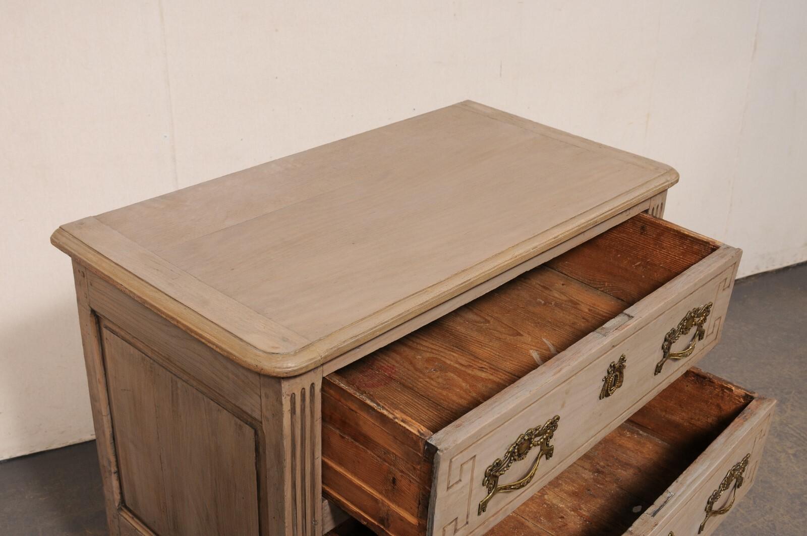 Wood Neoclassical Period French Two-Drawer Commode w/Elaborate Hardware For Sale