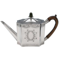 Neoclassical Period George III Antique Sterling Silver Teapot Made in 1790