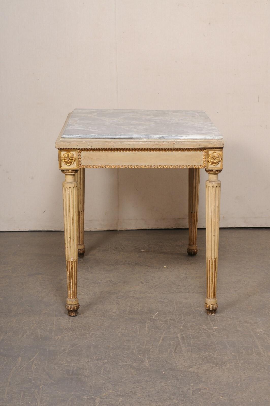 Neoclassical Period Italian Console Table w/Original Finish and Marble Top For Sale 6