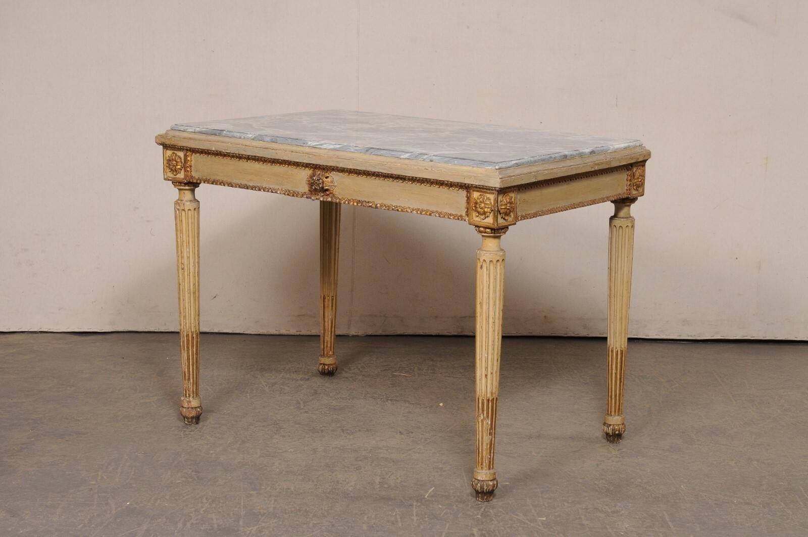 Neoclassical Period Italian Console Table w/Original Finish and Marble Top For Sale 7