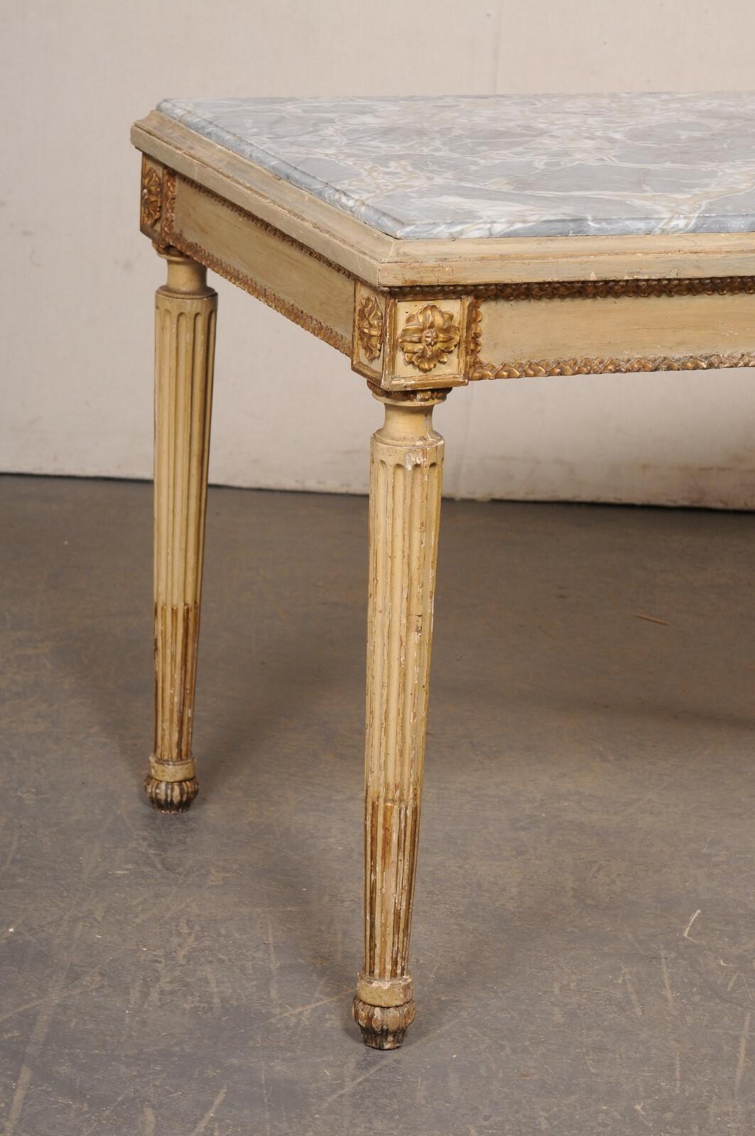 Neoclassical Period Italian Console Table w/Original Finish and Marble Top In Good Condition For Sale In Atlanta, GA
