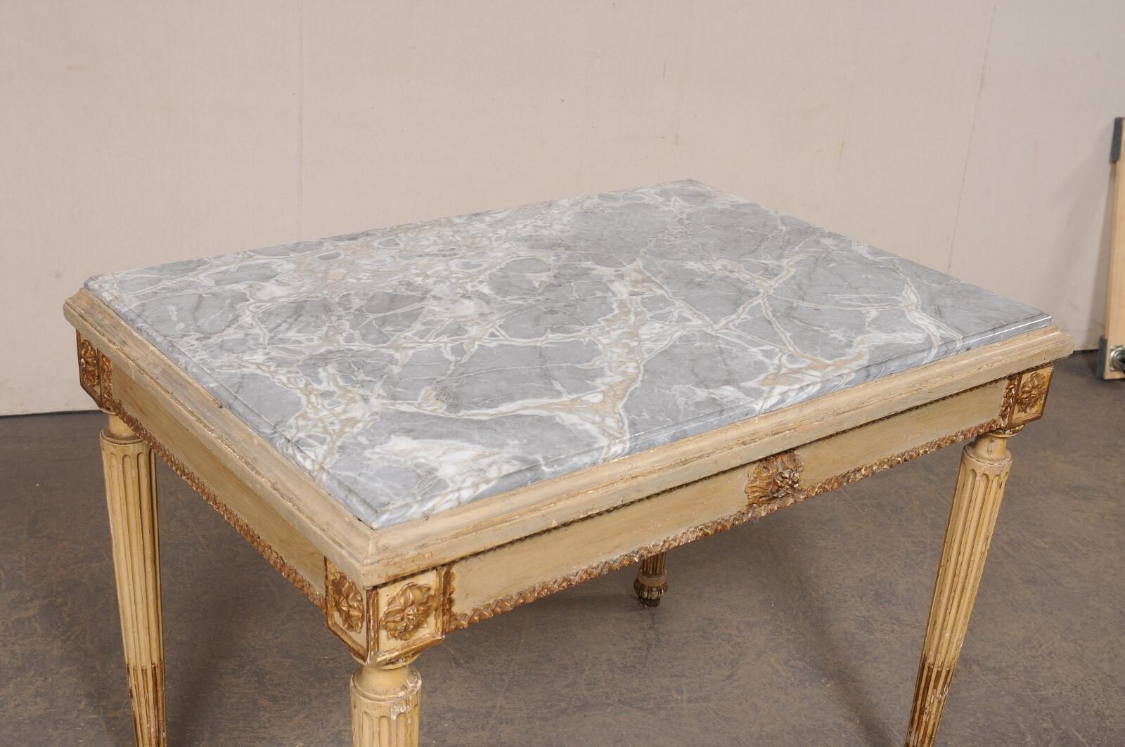19th Century Neoclassical Period Italian Console Table w/Original Finish and Marble Top For Sale