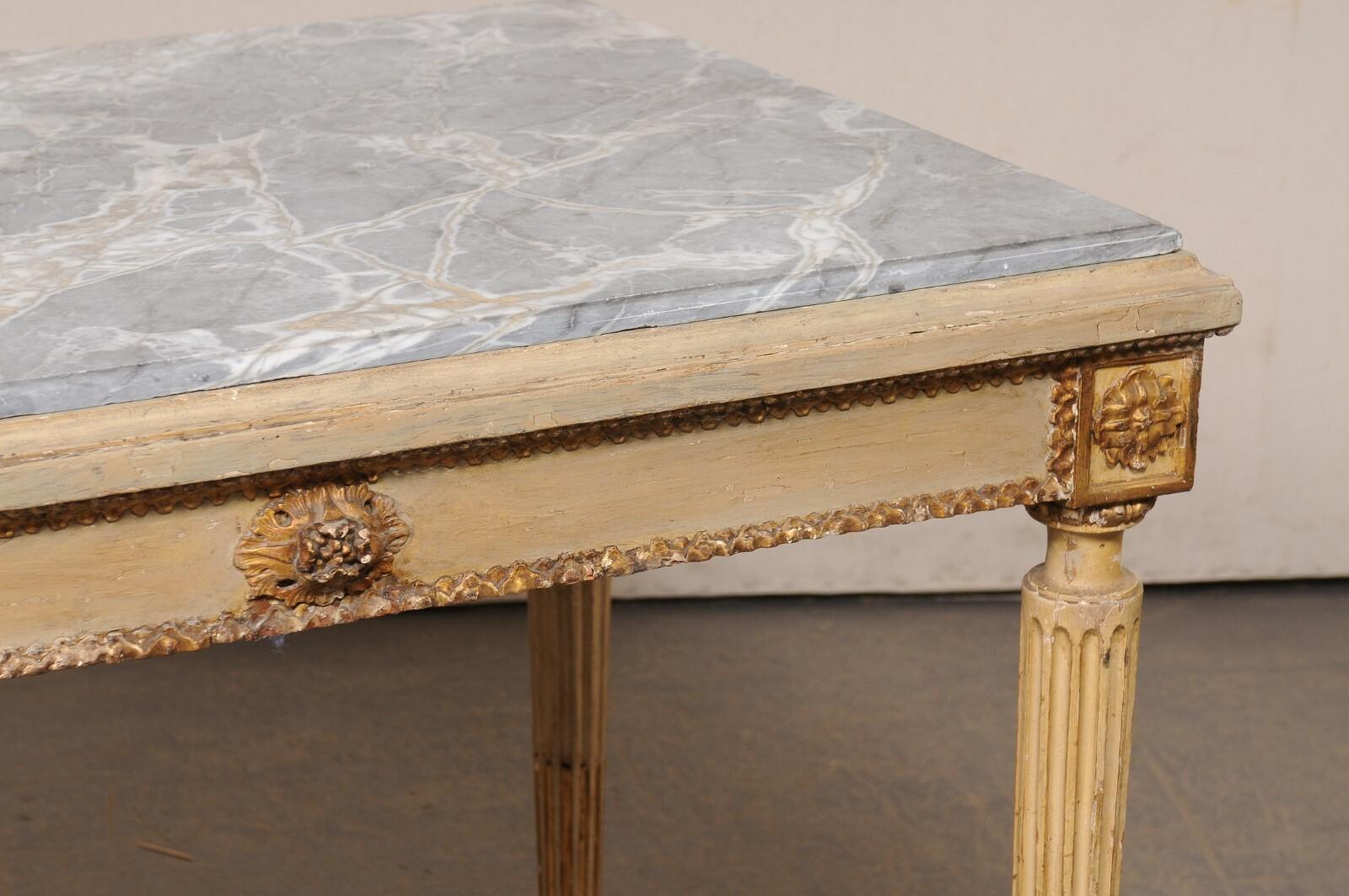 Neoclassical Period Italian Console Table w/Original Finish and Marble Top For Sale 1