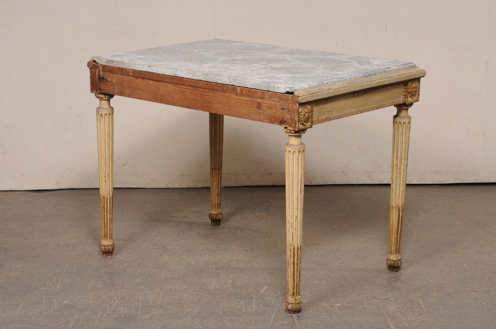 Neoclassical Period Italian Console Table w/Original Finish and Marble Top For Sale 3