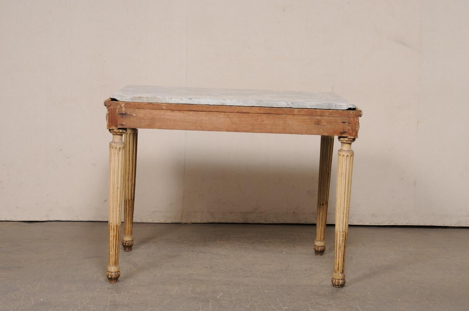 Neoclassical Period Italian Console Table w/Original Finish and Marble Top For Sale 4