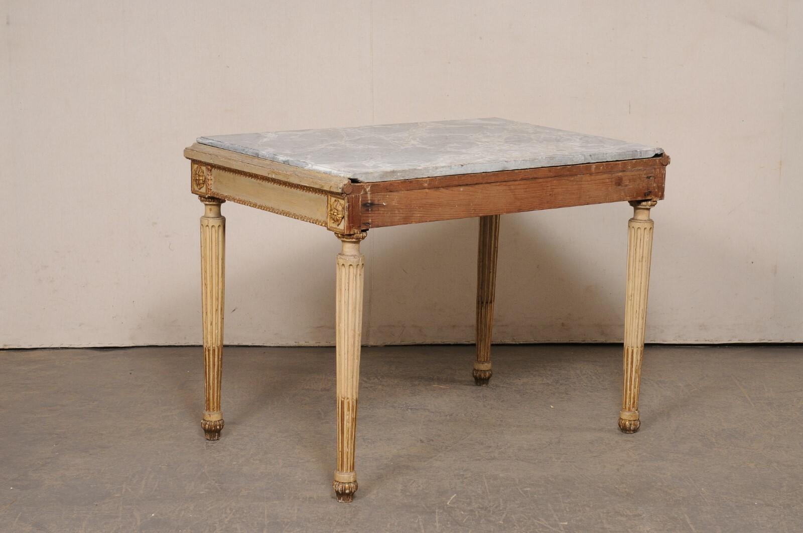 Neoclassical Period Italian Console Table w/Original Finish and Marble Top For Sale 5