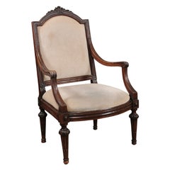 Fauteuil d'époque néoclassique en noyer avec pieds effilés cannelés, Italie, vers 1790