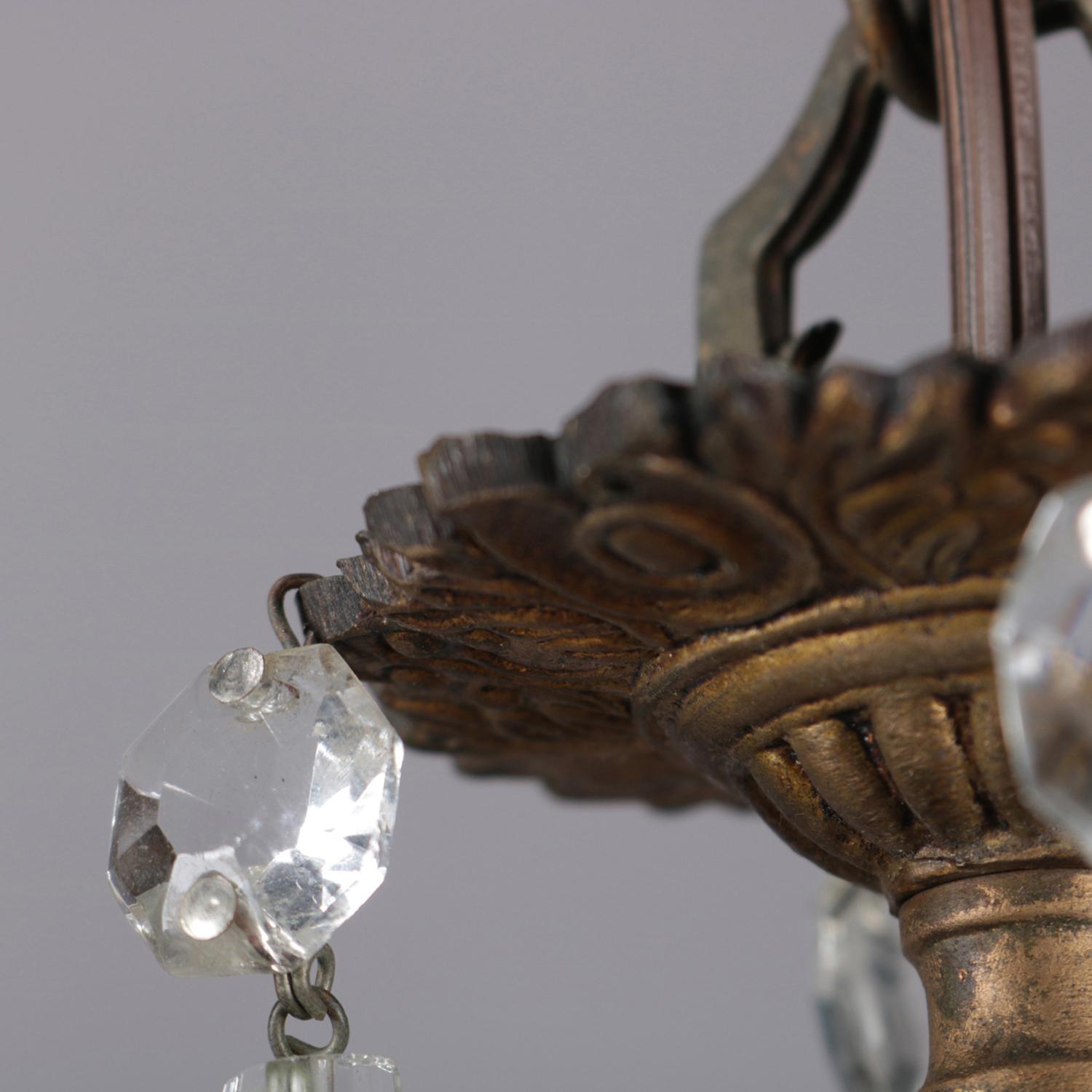 Neoclassical Petite Bronzed Metal Figural Cherub 4-Light Hall Chandelier 2