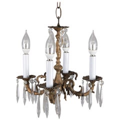 Neoclassical Petite Bronzed Metal Figural Cherub 4-Light Hall Chandelier