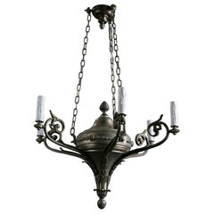 Neoclassical Pewter Chandelier with Six Arms in LouisXV style. 