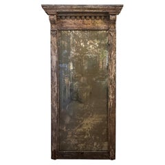 Neoclassical Pier Mirror, Distressed Wood, Circa 1880s