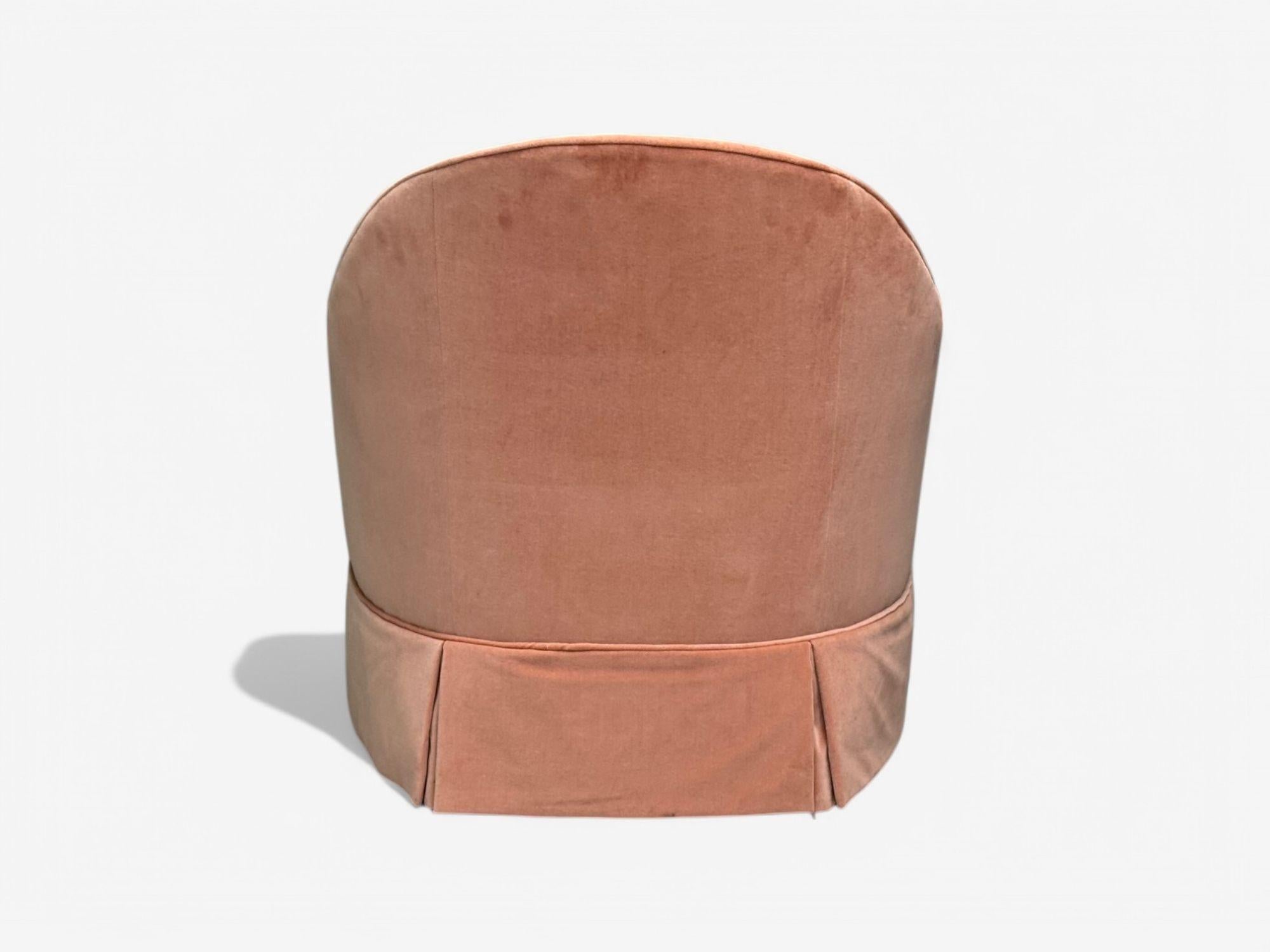 Neoclassical, Pink Mohair, Stained Wood, Traditional Lounge Chairs, USA, 1970s 4