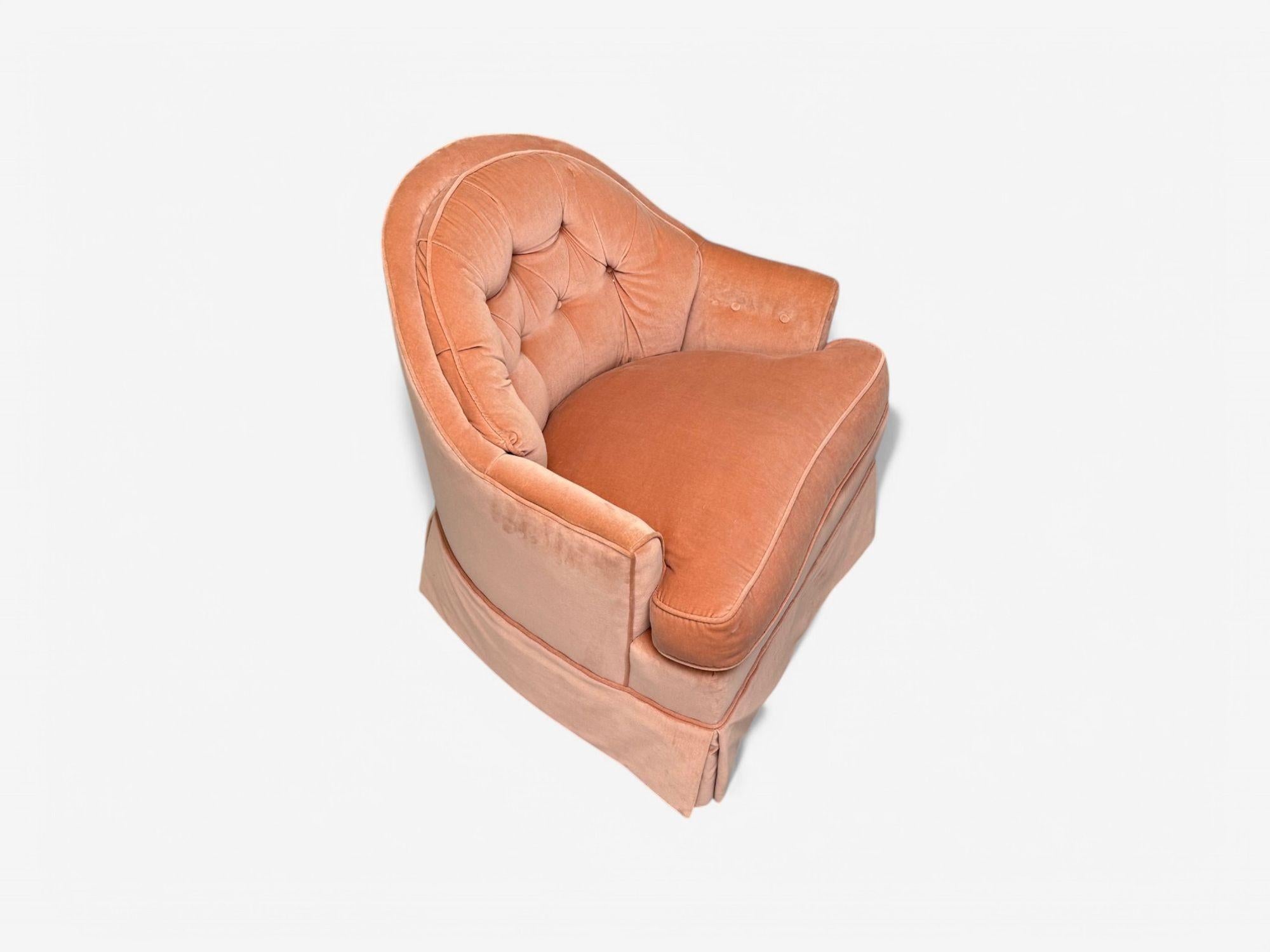 Neoclassical, Pink Mohair, Stained Wood, Traditional Lounge Chairs, USA, 1970s 1