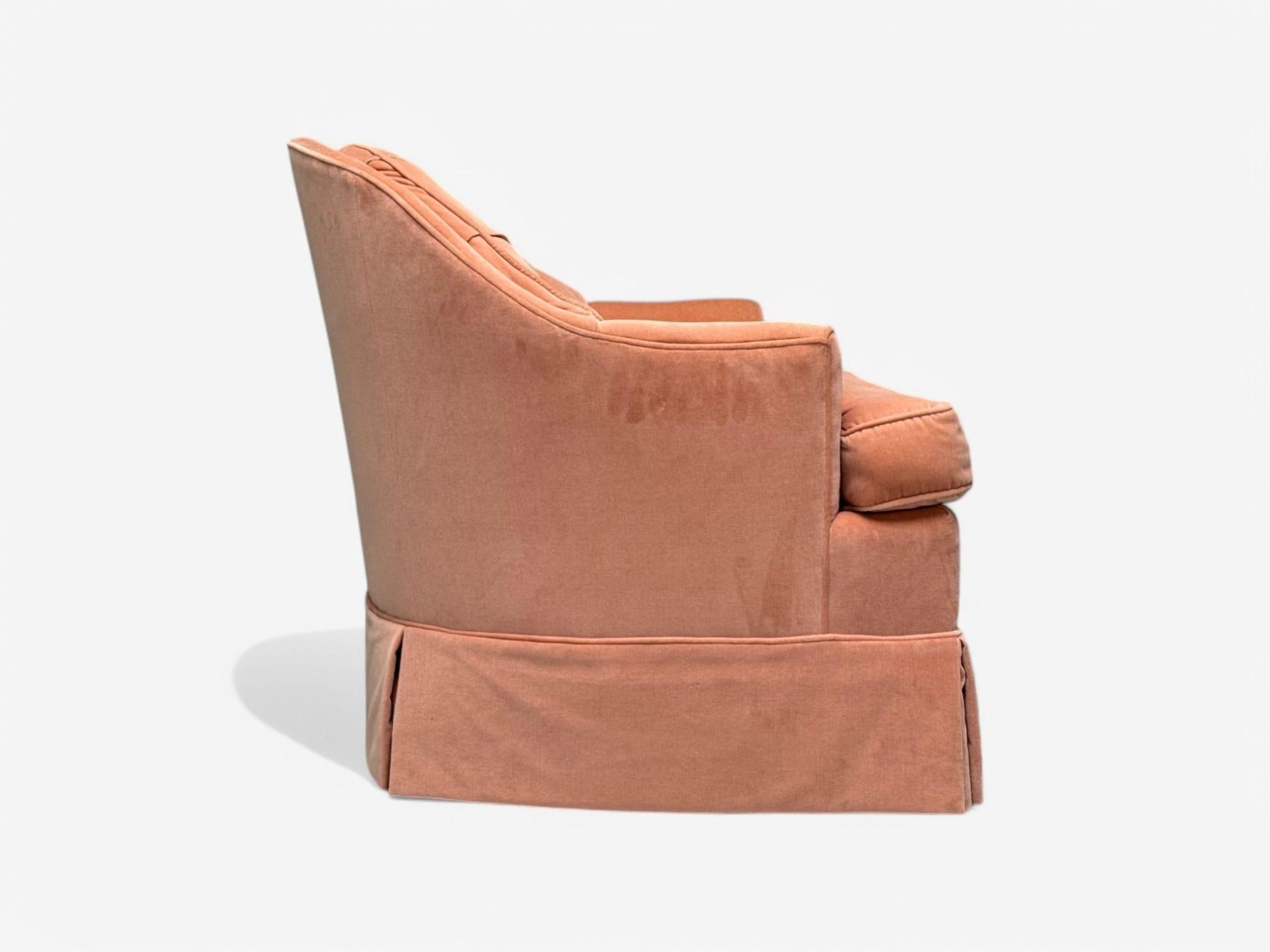 Neoclassical, Pink Mohair, Stained Wood, Traditional Lounge Chairs, USA, 1970s 3