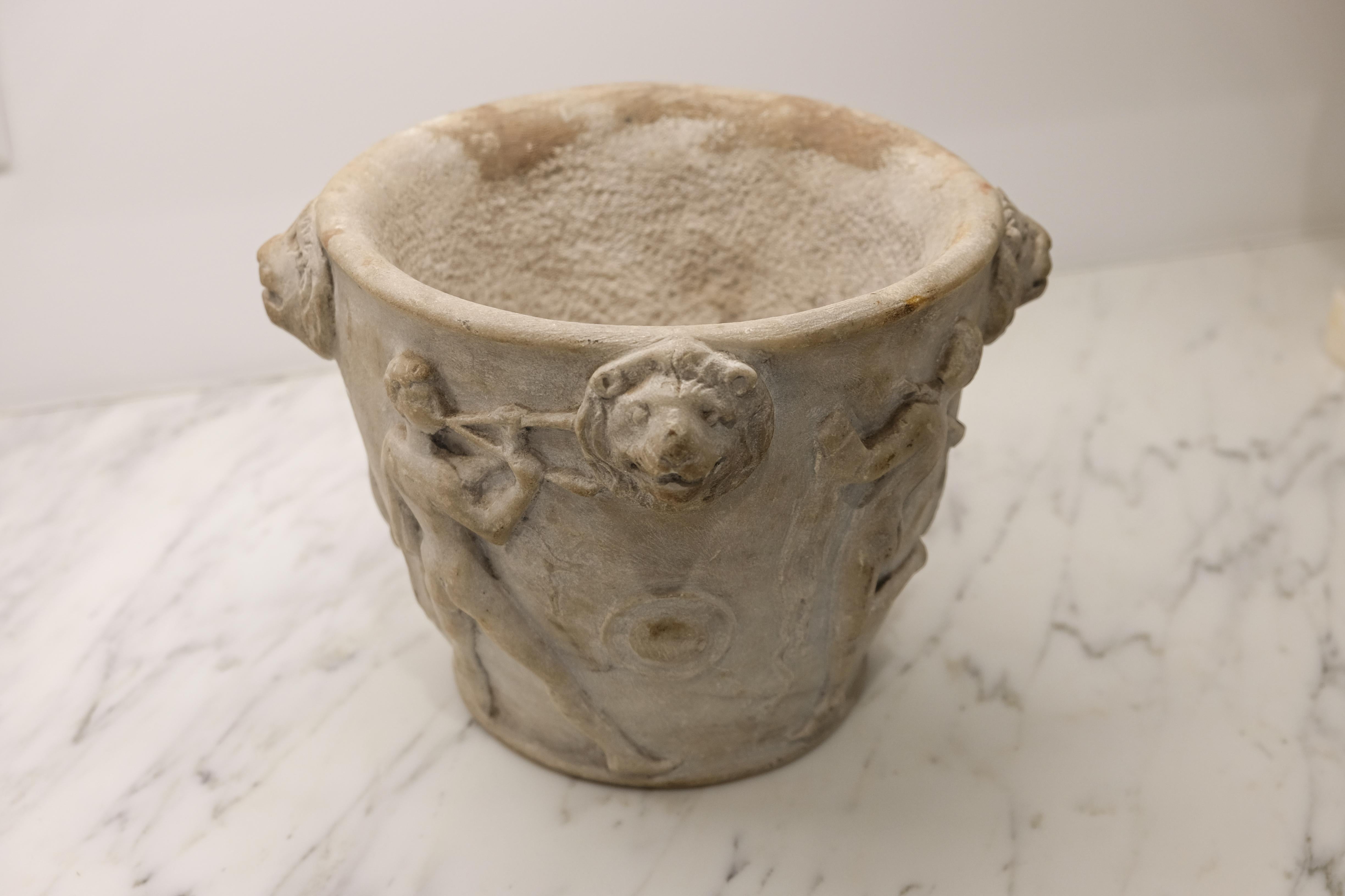 18th Century Neoclassical Carved Marble Planter-Cachepot -18th C