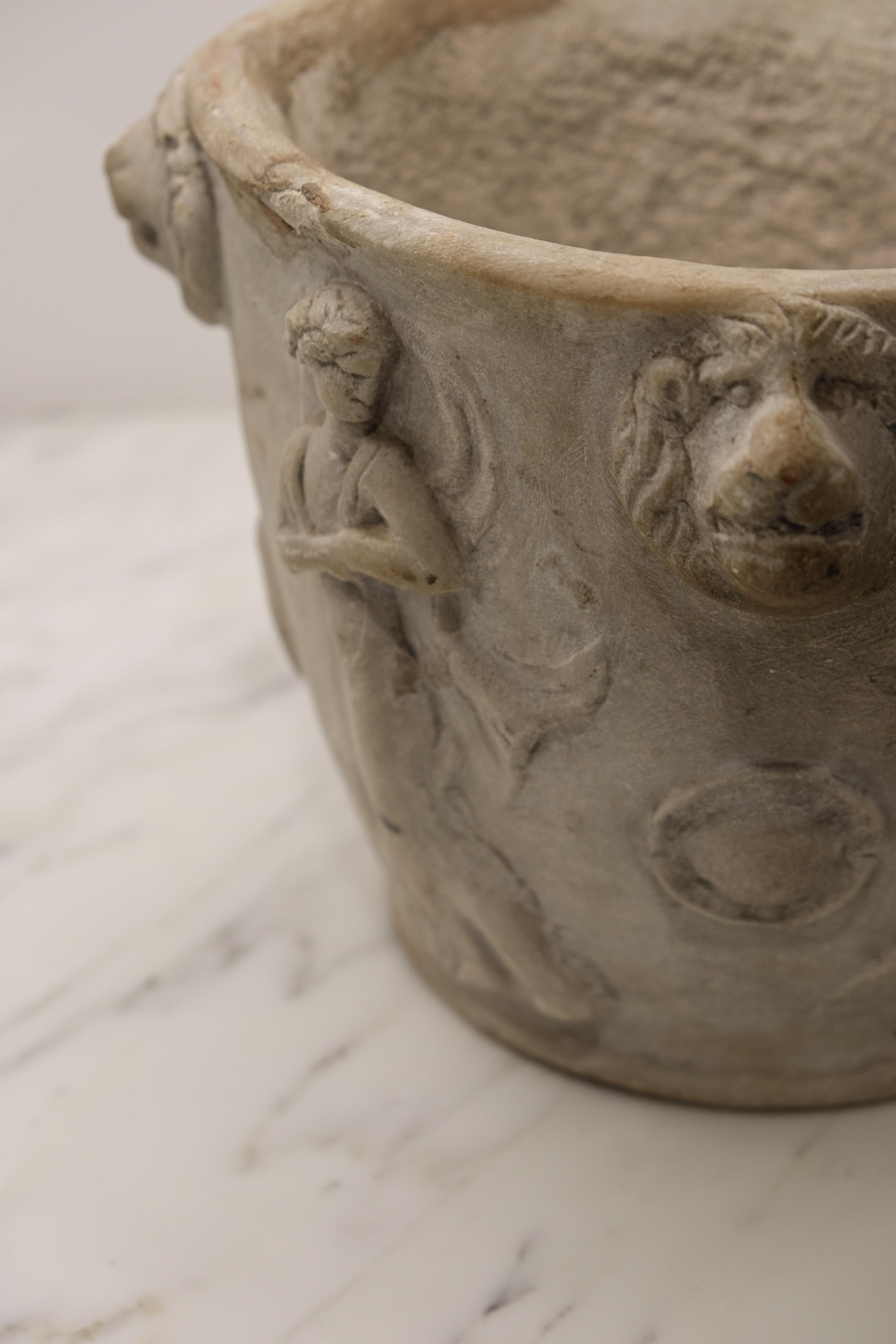 Carrara Marble Neoclassical Carved Marble Planter-Cachepot -18th C