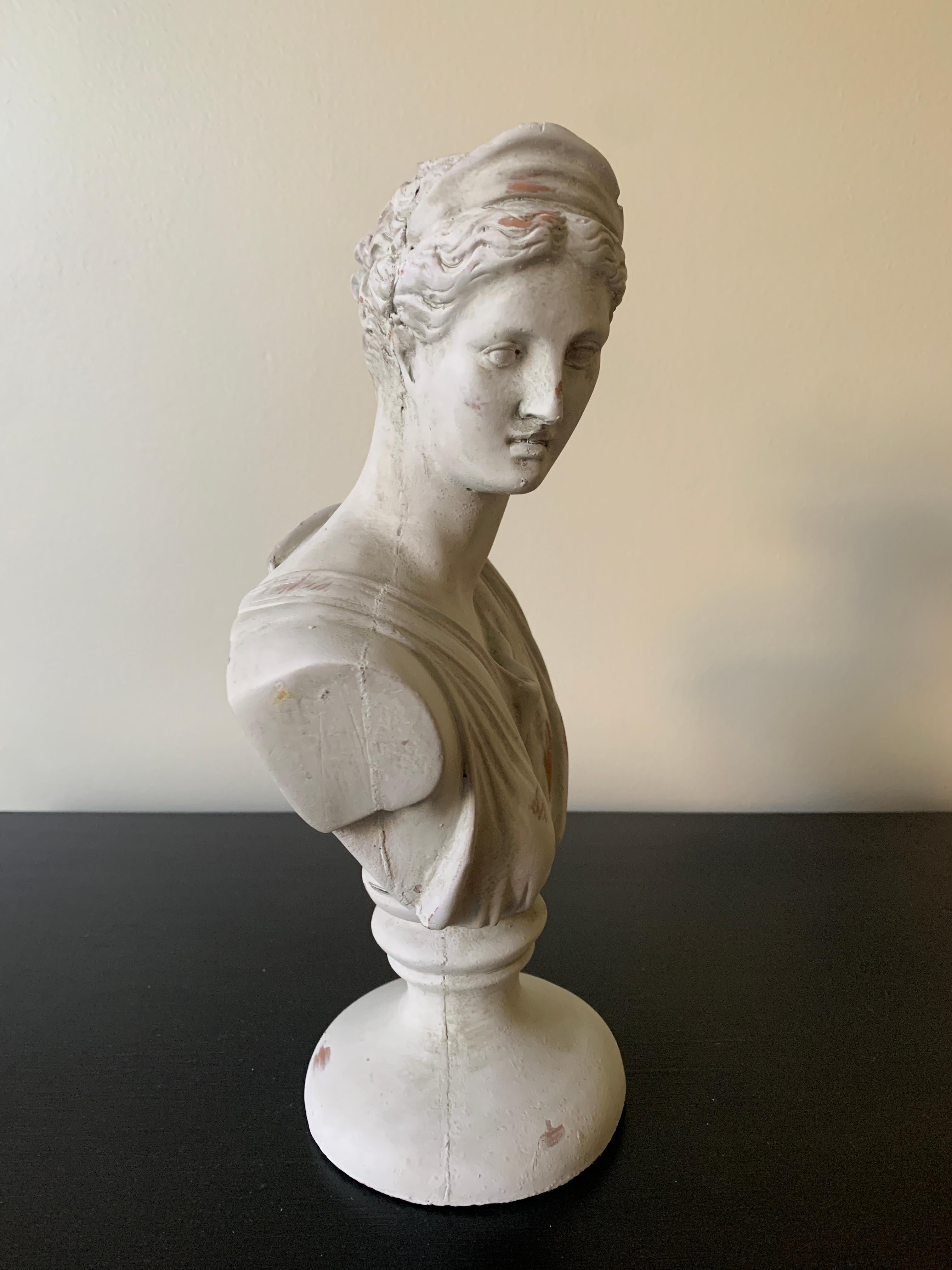 Neoclassical Plaster Busts of Diana and Apollo Belvedere Sculptures, Pair For Sale 12