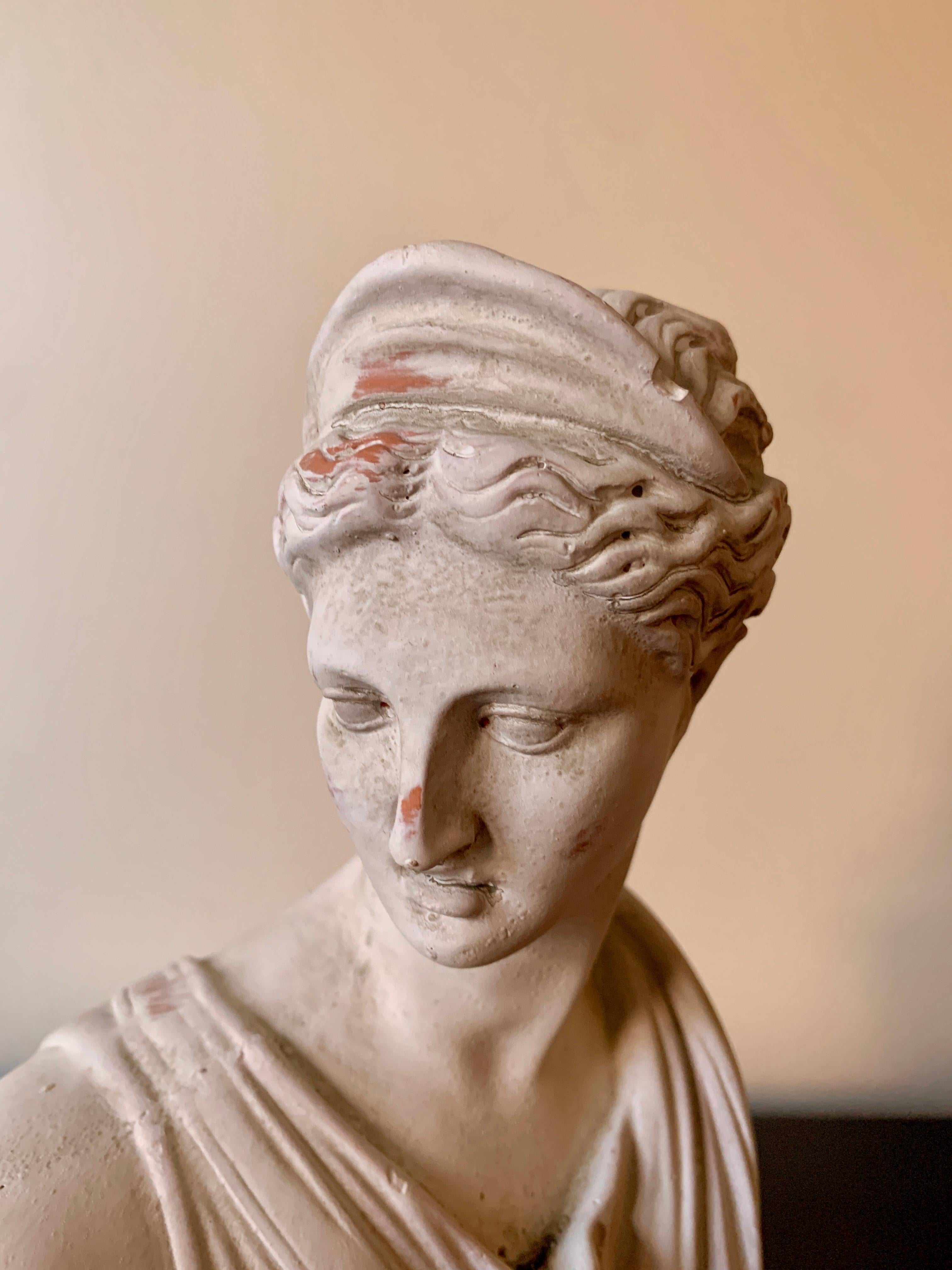 Neoklassizistische Gipsbüsten von Diana und Apollo Belvedere-Skulpturen, Paar im Angebot 14