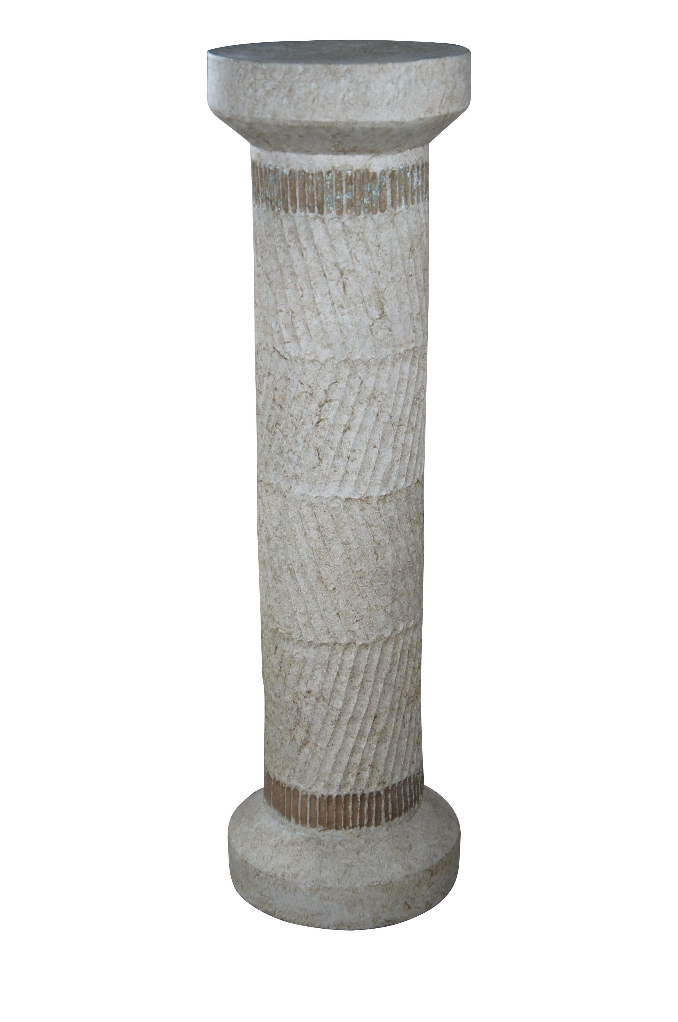 Néoclassique Neoclassical Plaster Column Sculpture Pedestal Plant Fern Display Stand 50