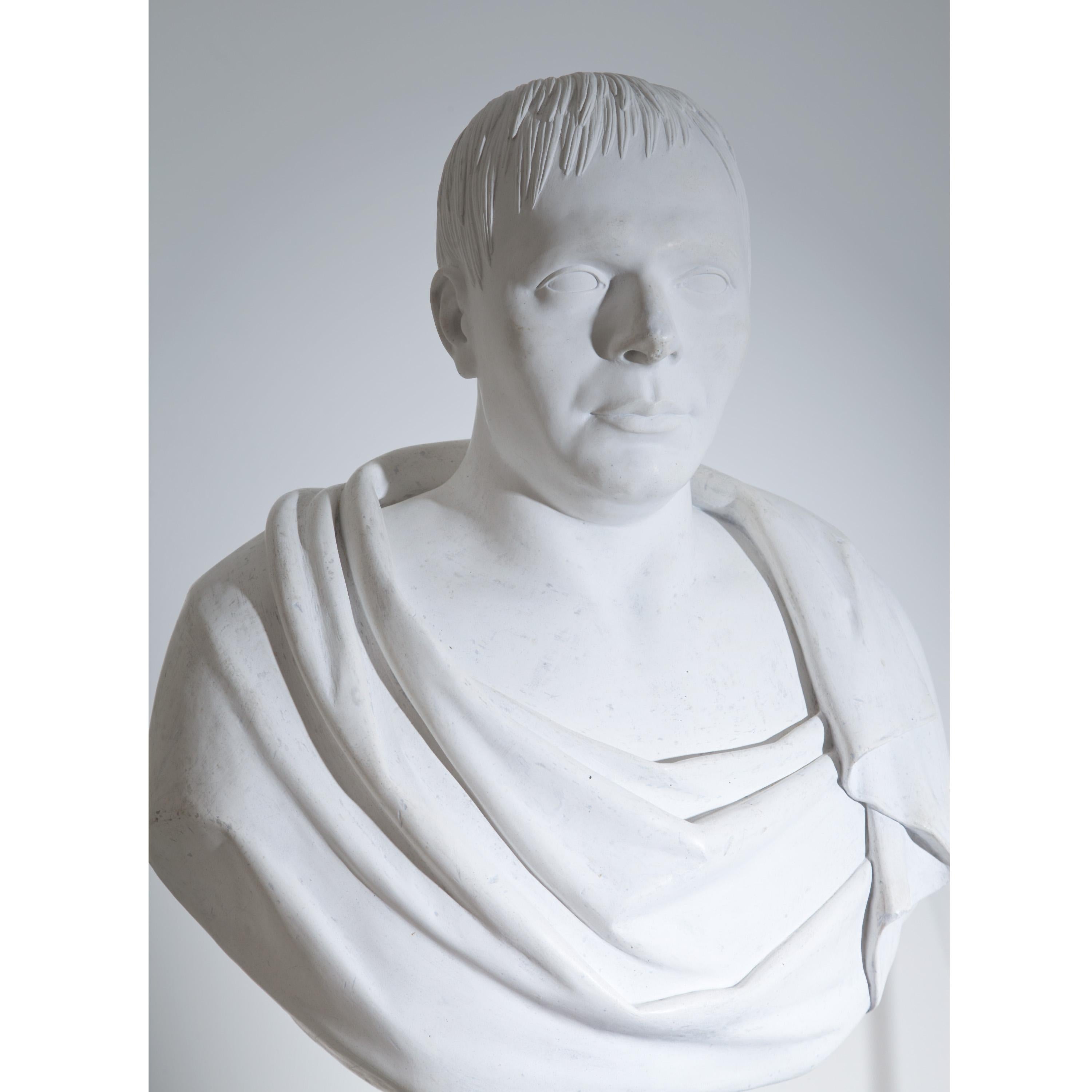 Neoclassical Plaster Portrait Bust, Signed A. Frederich, Dated 1843 For Sale 5