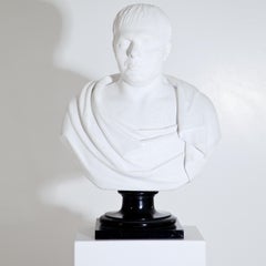 Neoclassical Plaster Portrait Bust, Signed A. Frederich, Dated 1843