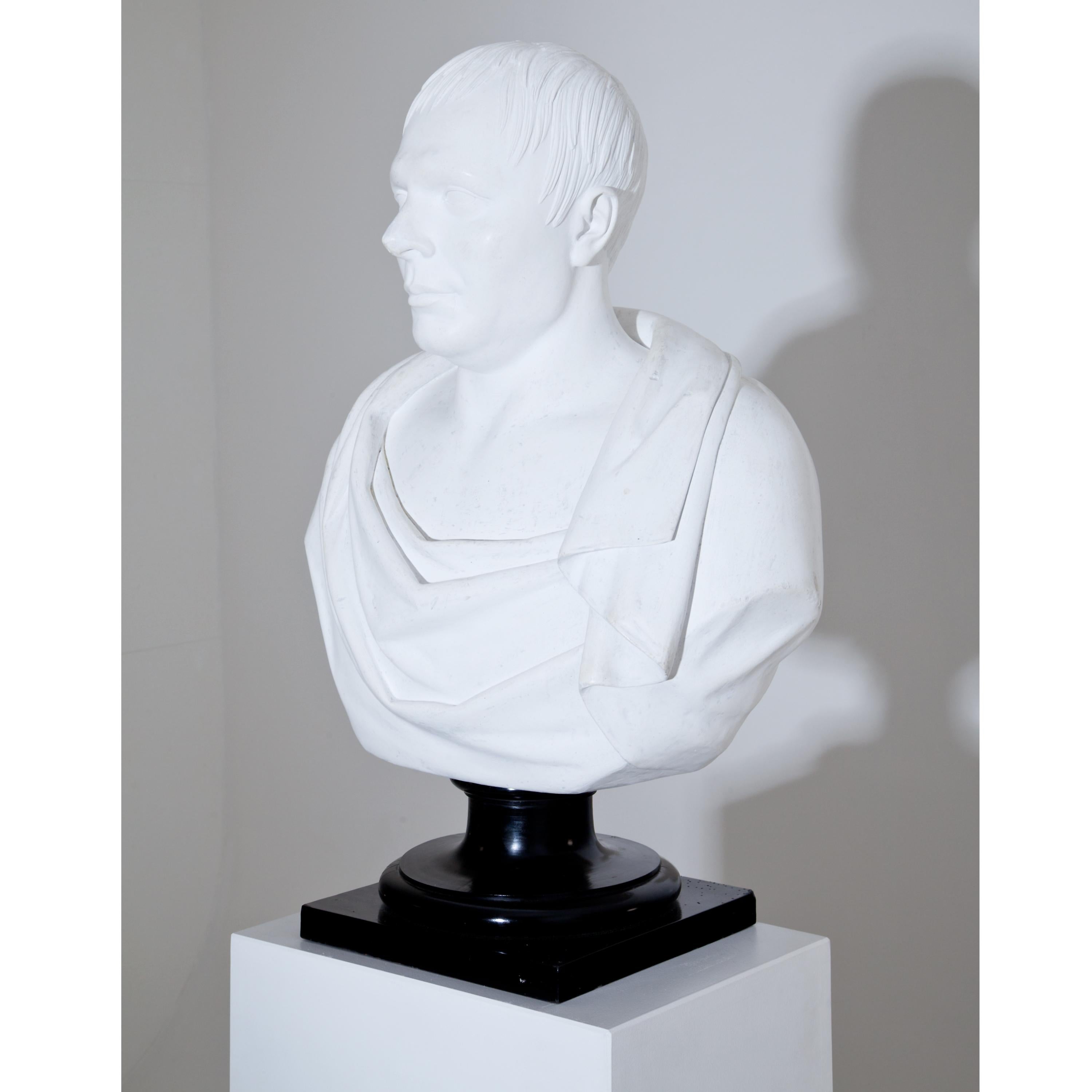 Neoclassical Plaster Portrait Bust, Signed A. Frederich, Dated 1843 For Sale 1