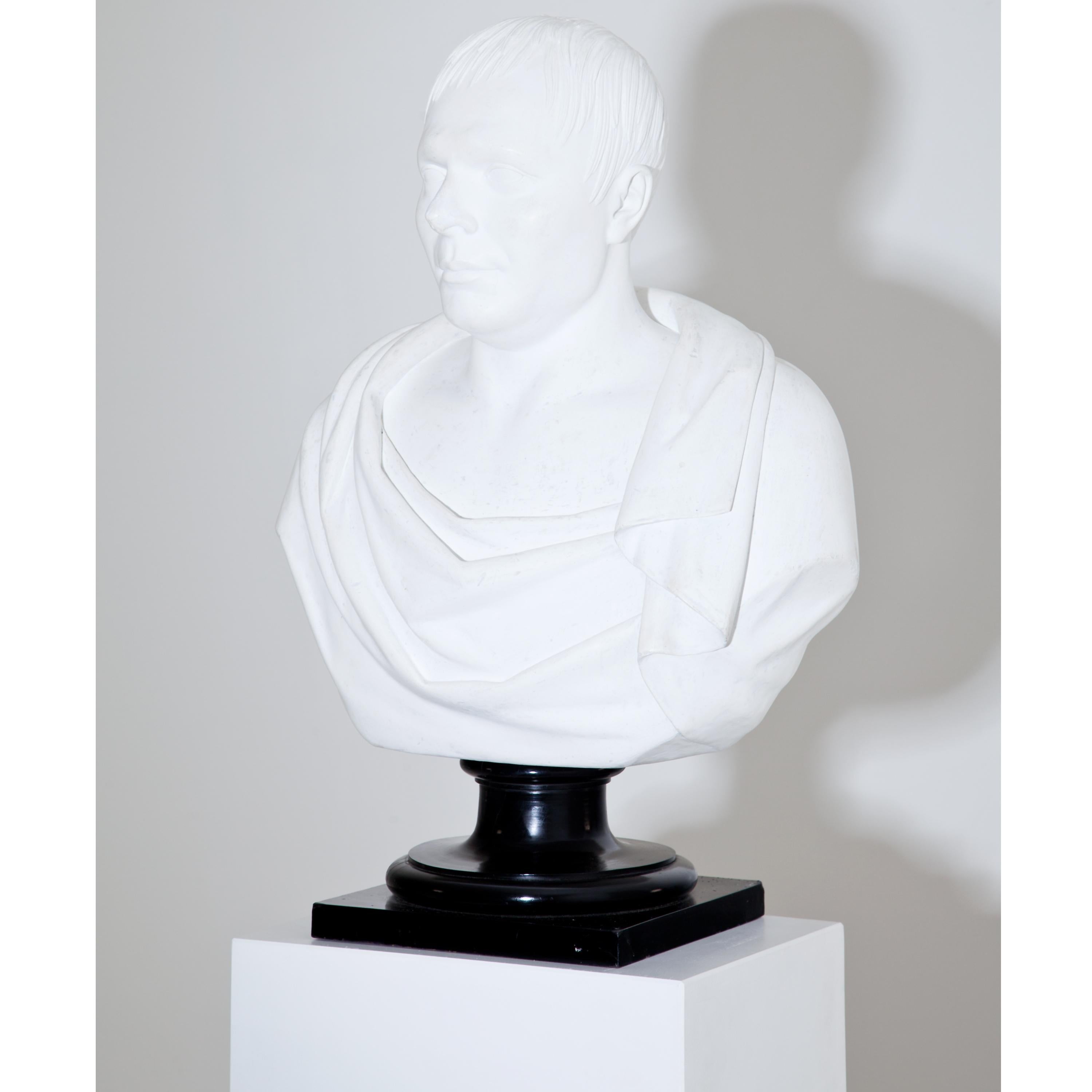 Neoclassical Plaster Portrait Bust, Signed A. Frederich, Dated 1843 For Sale 2