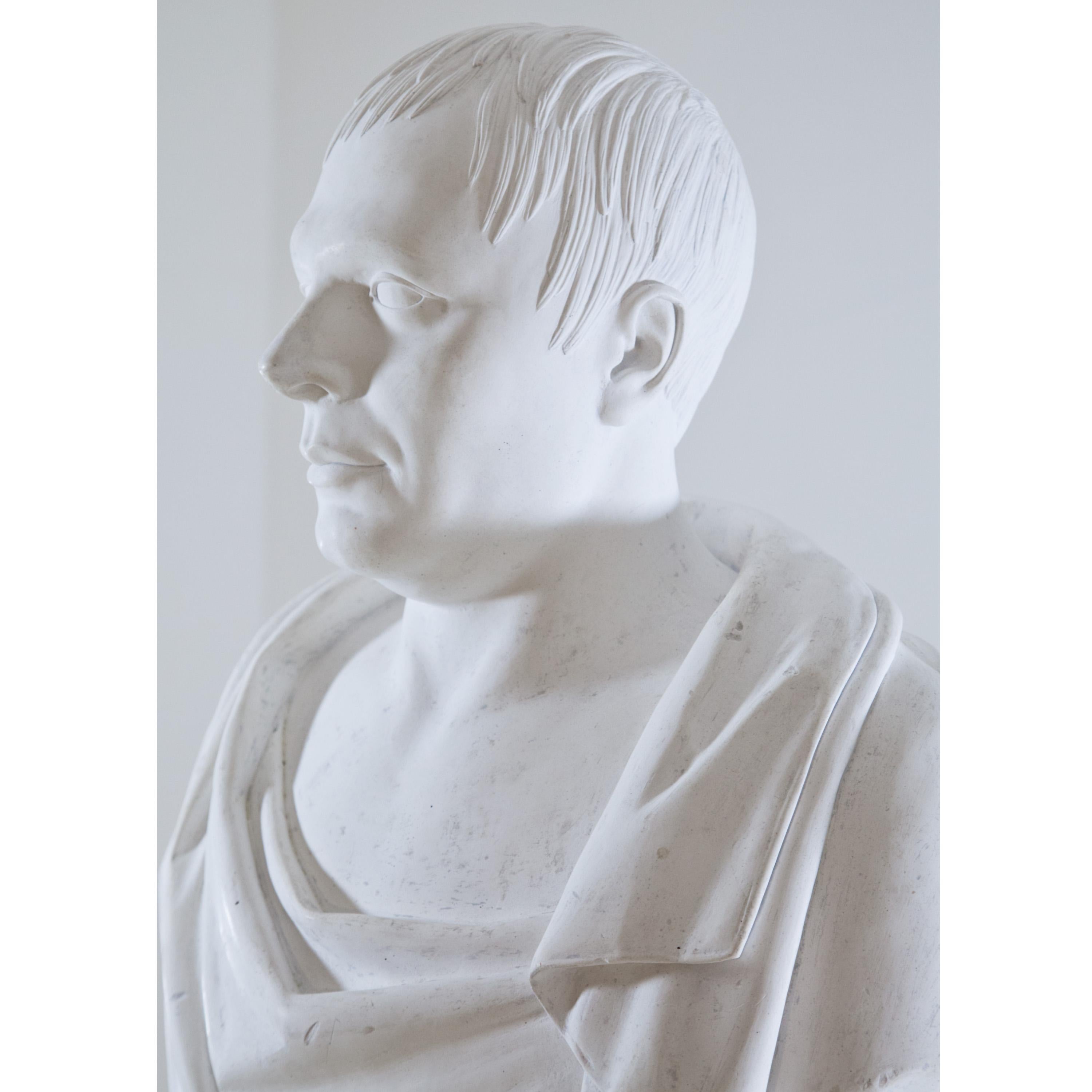 Neoclassical Plaster Portrait Bust, Signed A. Frederich, Dated 1843 For Sale 3