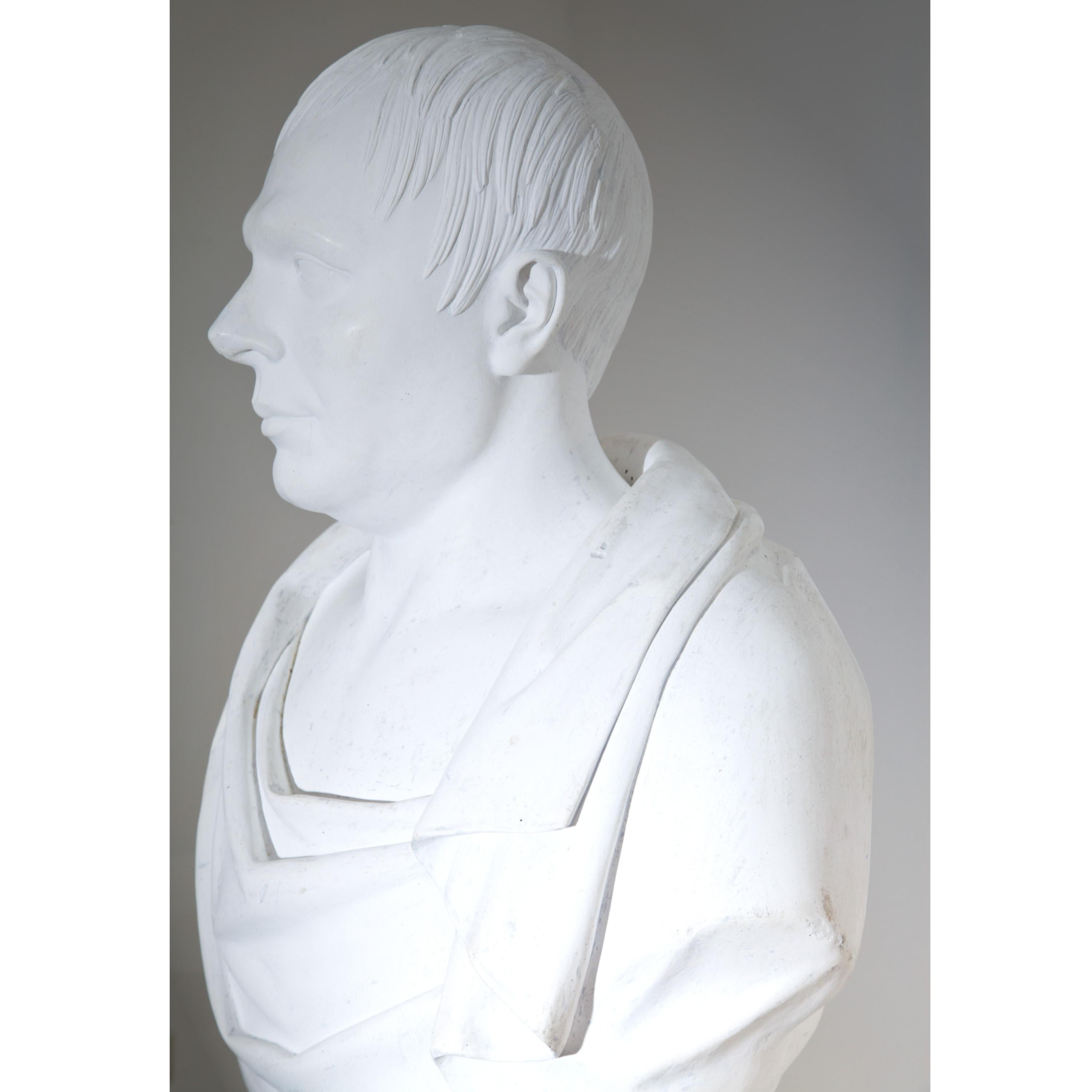 Neoclassical Plaster Portrait Bust, Signed A. Frederich, Dated 1843 For Sale 4