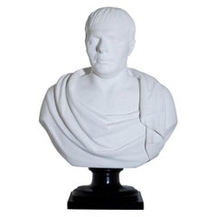 Neoclassical Plaster Portrait Bust, Signed A. Frederich, Dated 1843