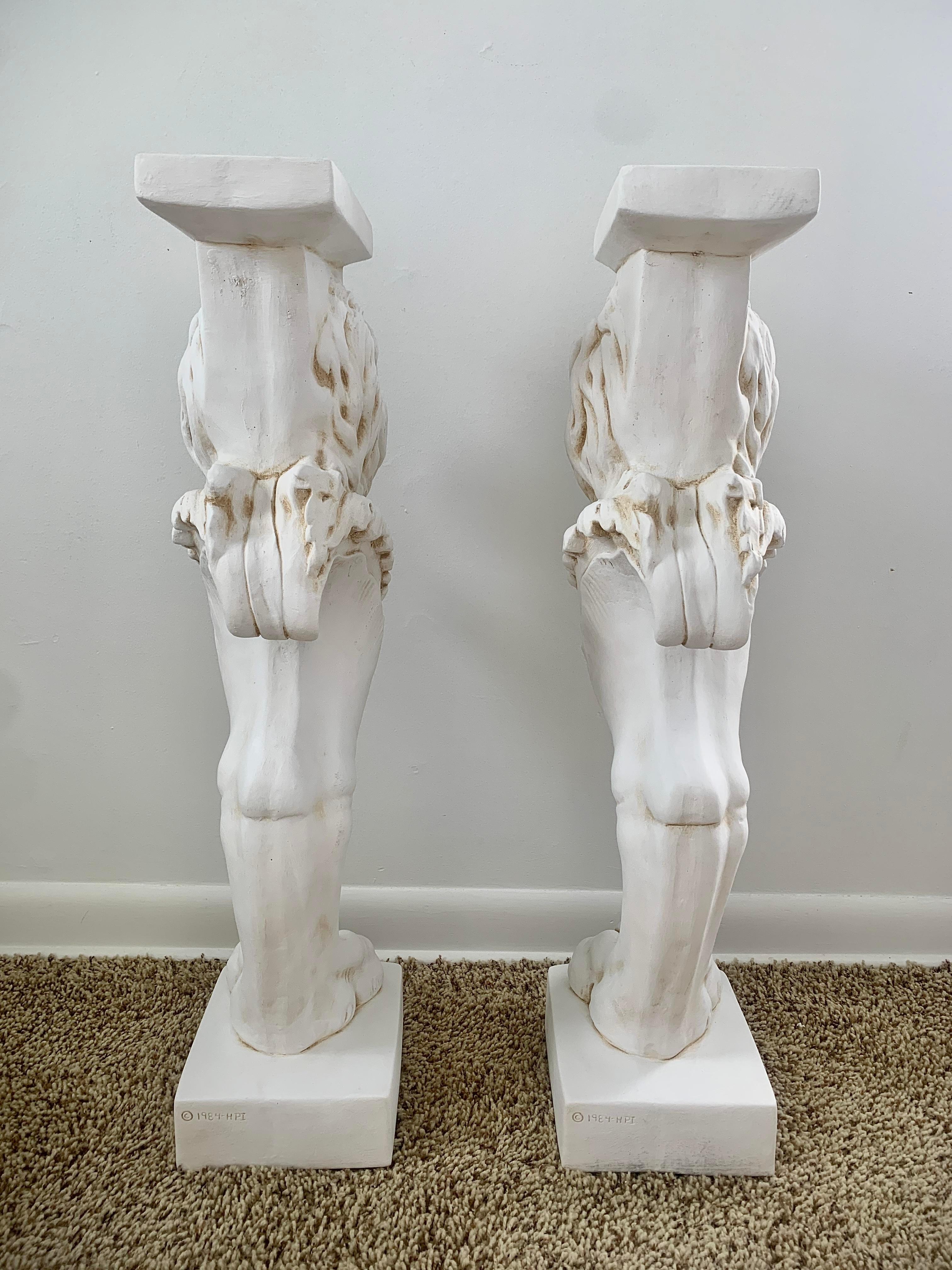 Neoclassical Plaster Roman Lion Pedestals, a Pair 4
