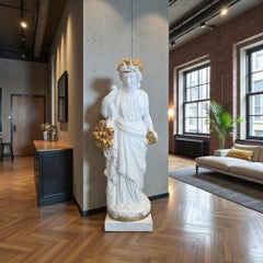 Neoclassical plaster sculpture of Abundance, painted accents, Circa 1890