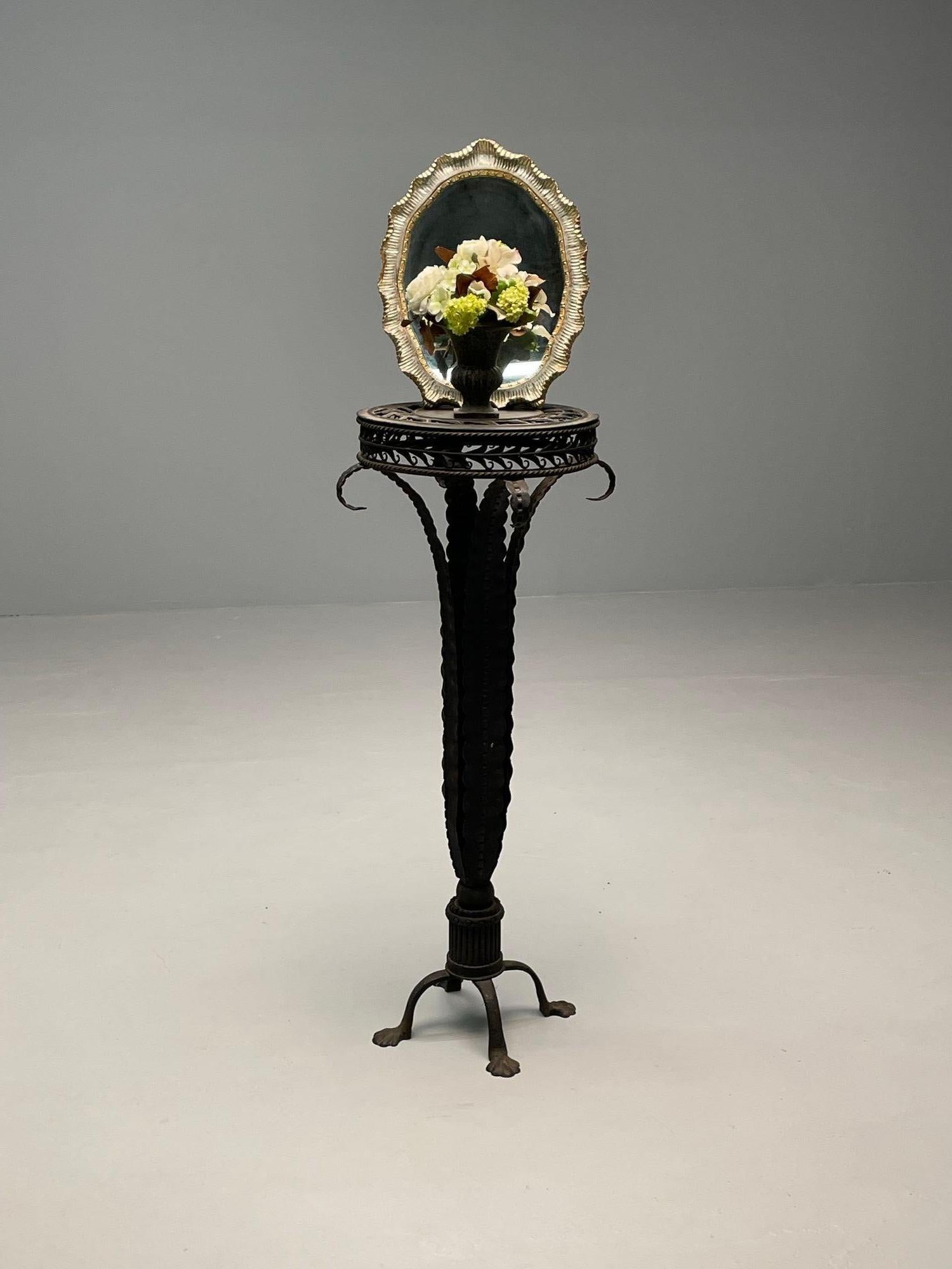 Neoclassical Plume Leg Wrought Iron Antique Pedestal, Indoor / Outdoor Use For Sale 5