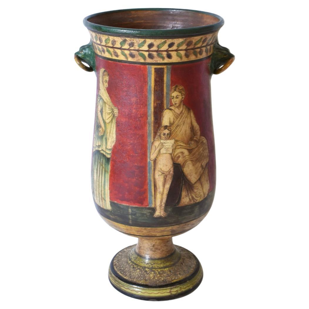 Vase balustre néoclassique polychrome, 1970