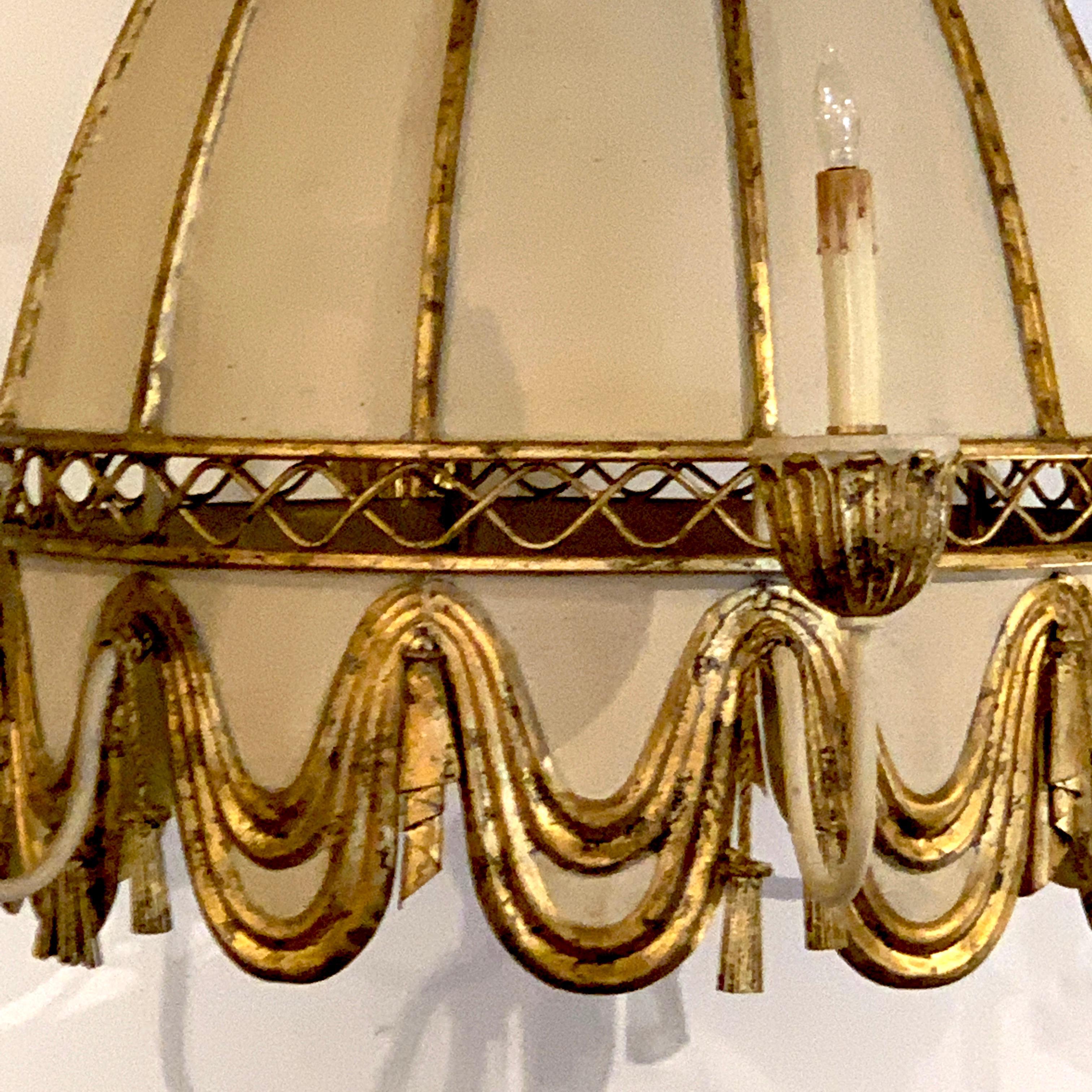 Neoclassical Polychromed Tole Pagoda Style Chandelier In Good Condition In West Palm Beach, FL