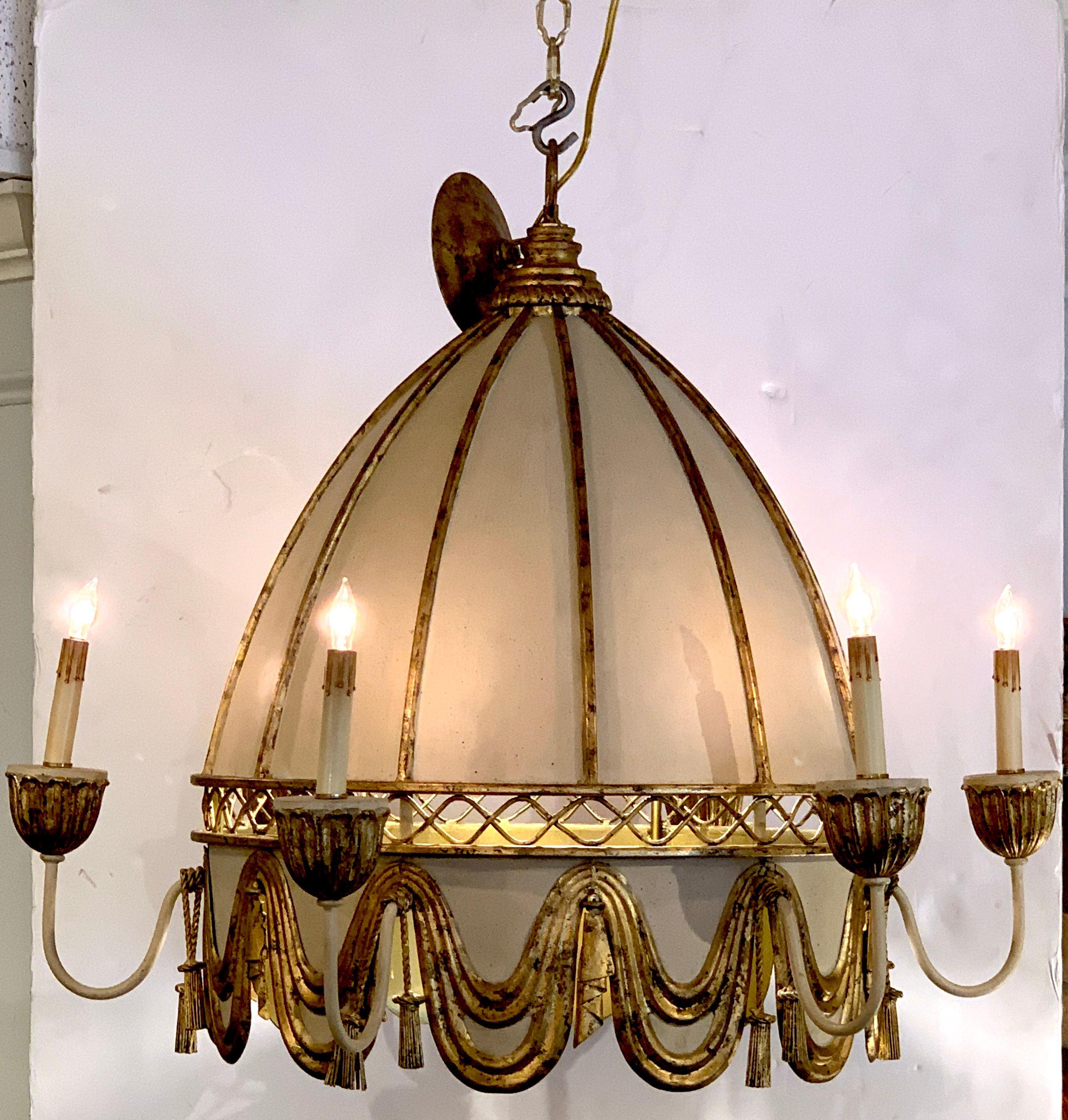 Neoclassical Polychromed Tole Pagoda Style Chandelier 1