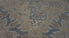Neoclassical Polynesian Tan Blue Wool Rug 9'10''x13'6''