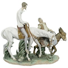 Neoclassical Porcelain Don Quixote Table Sculpture Signed Lladro Spain, 1970s