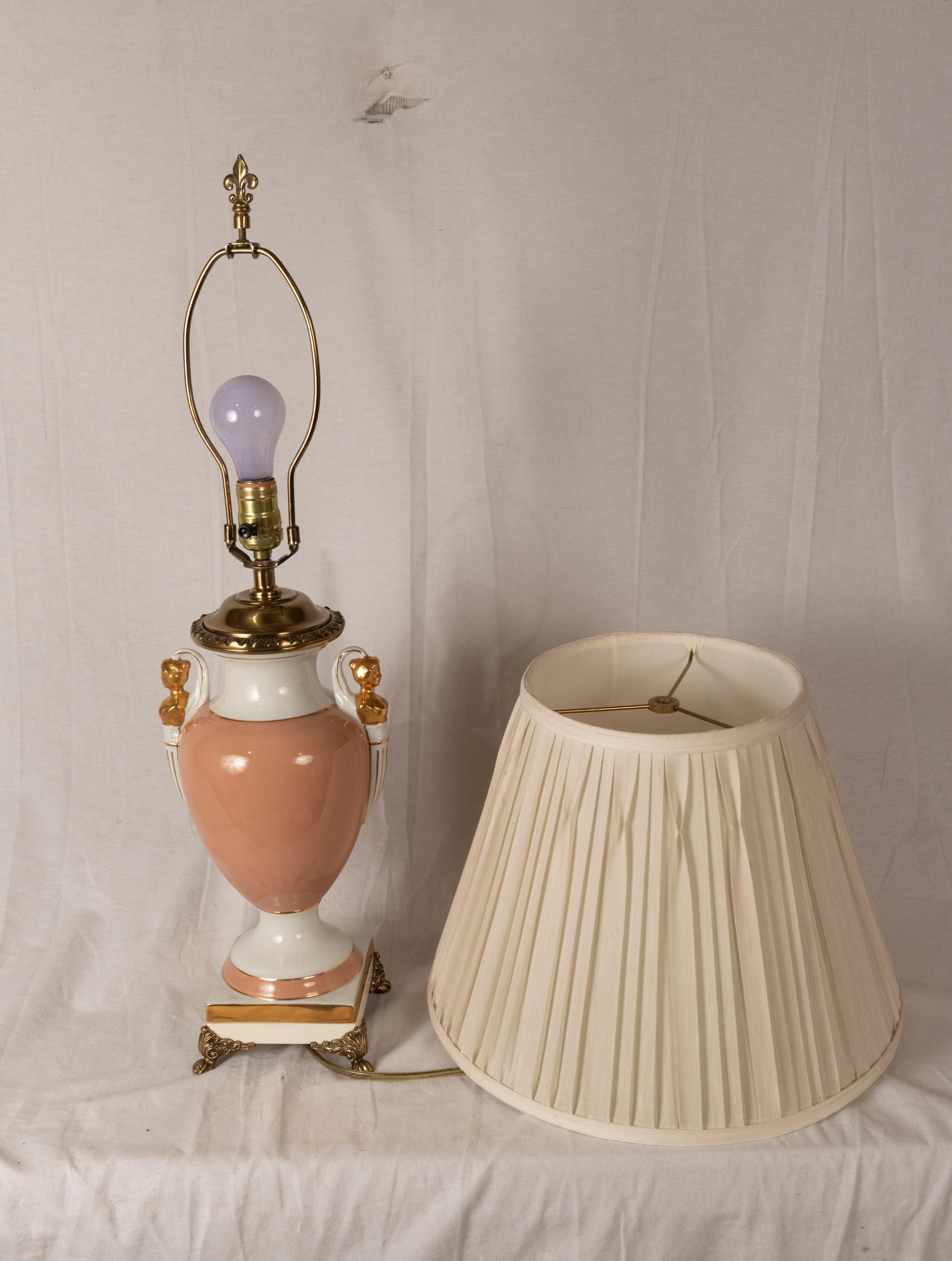 Neoclassical Porcelain Vase Lamp In Good Condition For Sale In Salt Lake City, UT