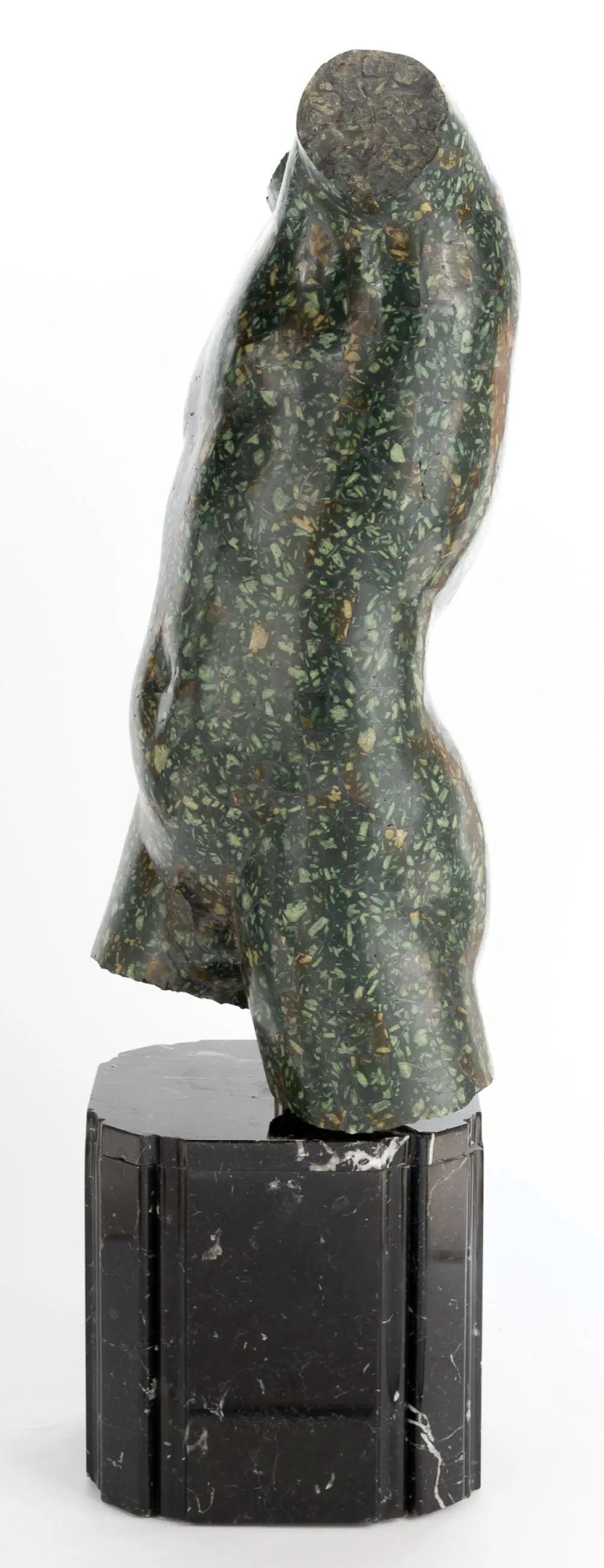 Hand-Carved Neoclassical Porphyry Style Marble Male Torso