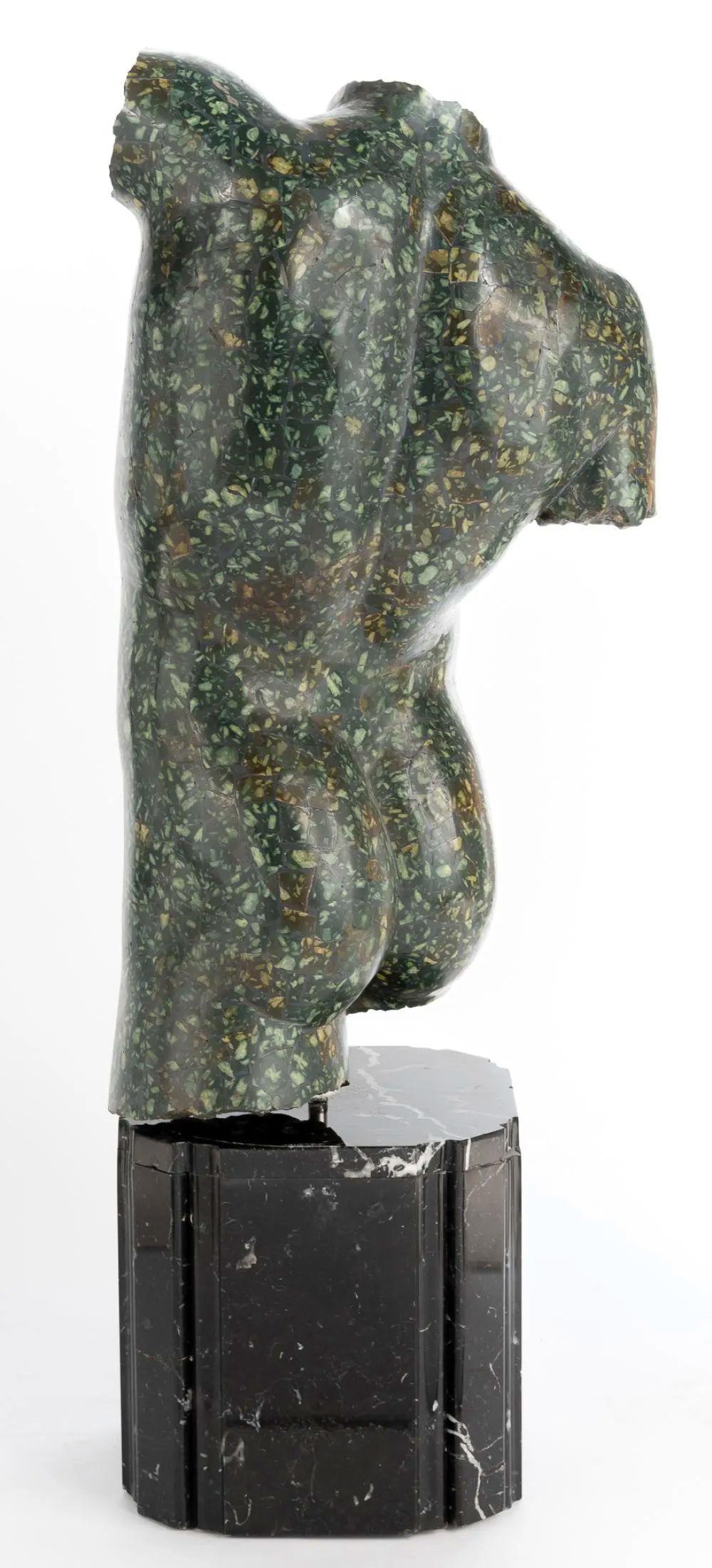 Neoclassical Porphyry Style Marble Male Torso In Good Condition In New York, US